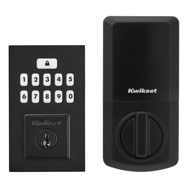 Contemporary SmartCode Keypad Electronic Deadbolt SmartKey Matte Black Finish